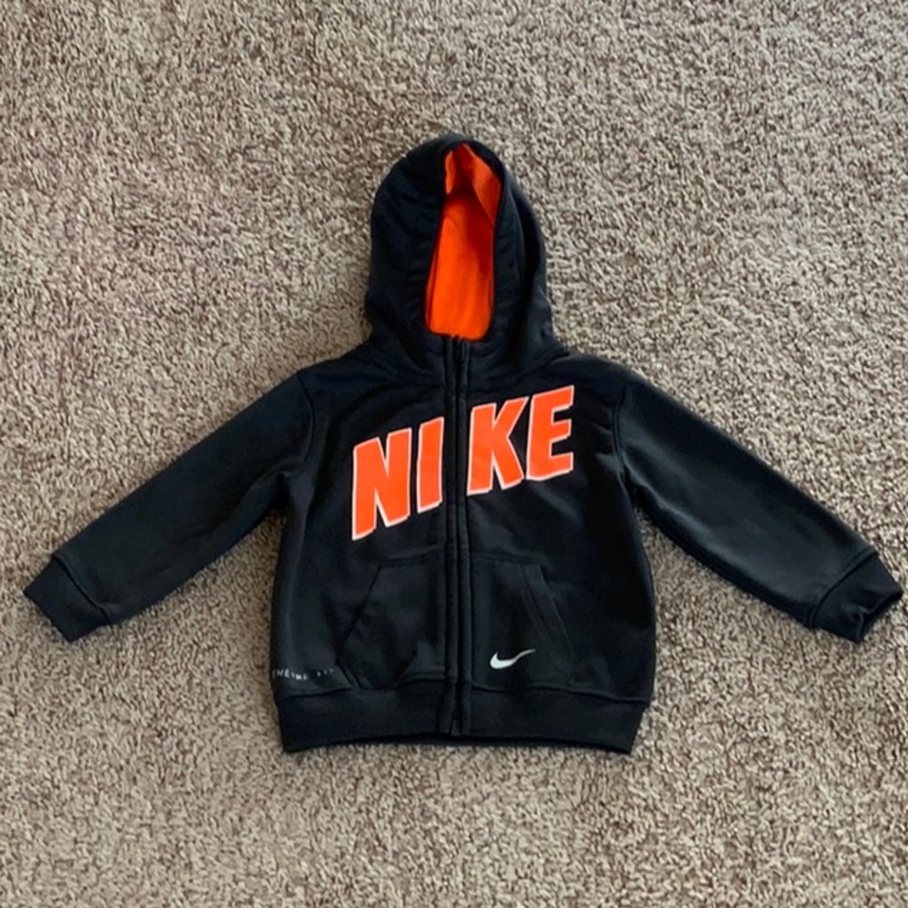 Nike Therma - Fit Dark Gray and Orange Zip-Up Sweatshirt Hoodie Size 18M